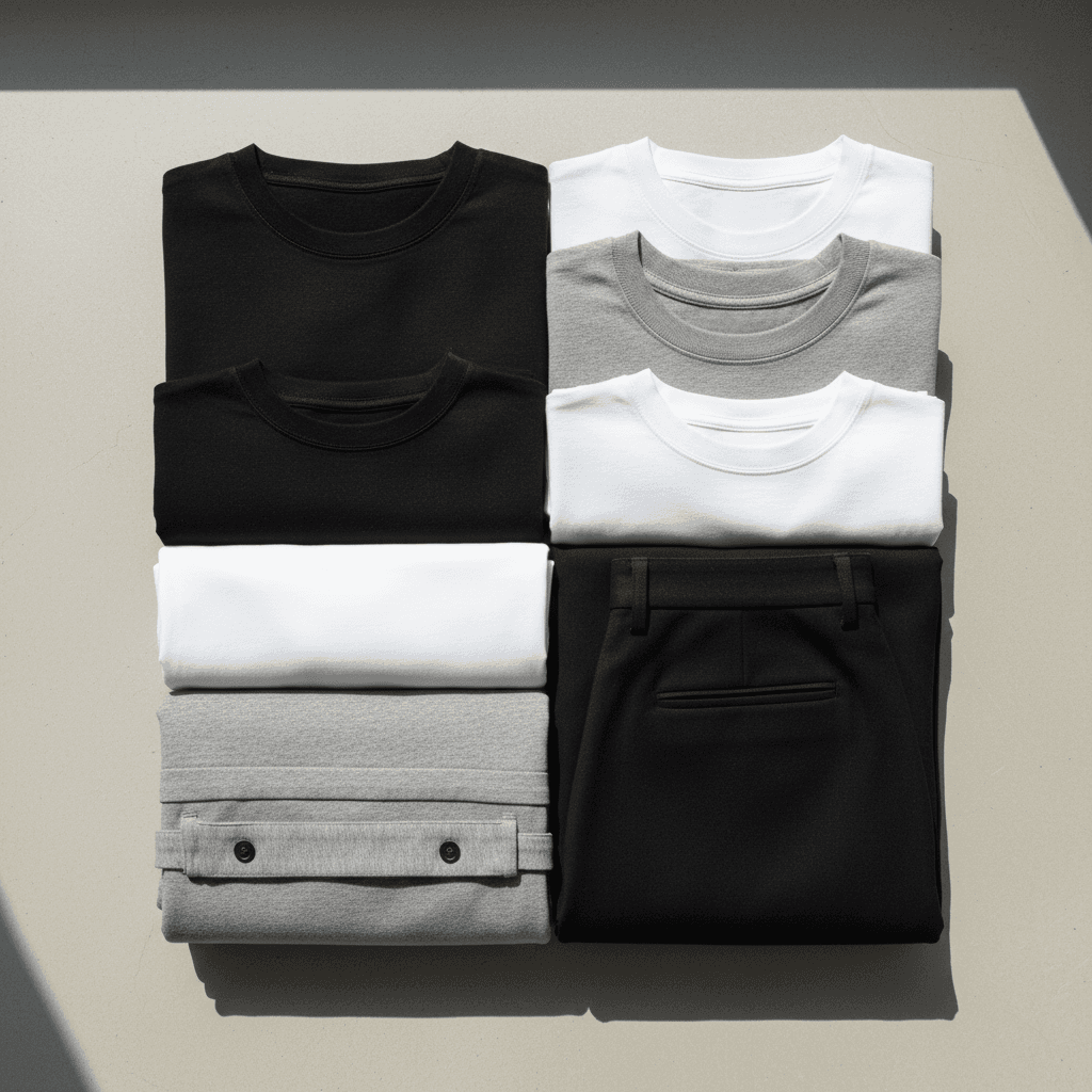 White karate gi with red belt, neatly arranged